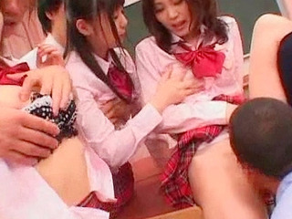 Fucking an Asian with luscious locks as they deepthroat a snake on the floor